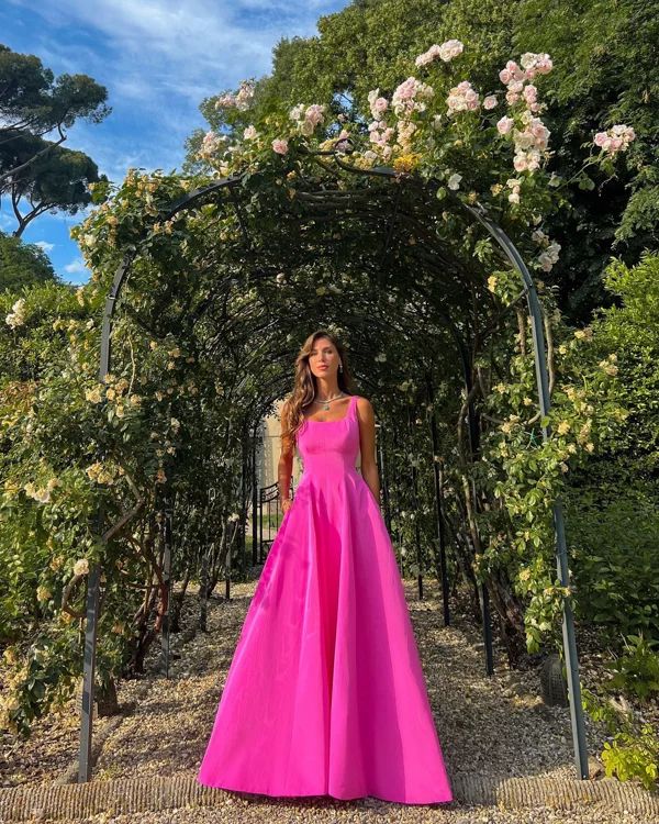 Elegant Hot Pink Long Prom Dresses fg2343