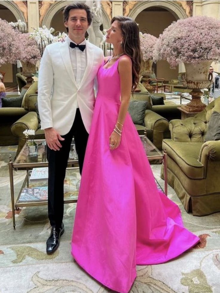 Elegant Hot Pink Long Prom Dresses fg2343