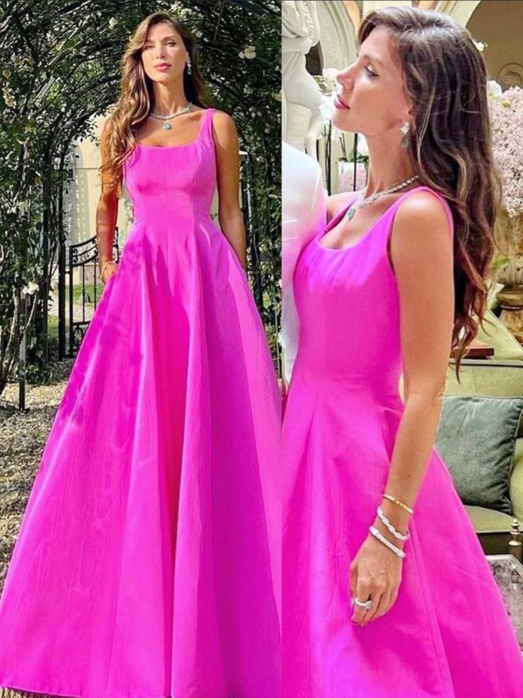 Elegant Hot Pink Long Prom Dresses fg2343