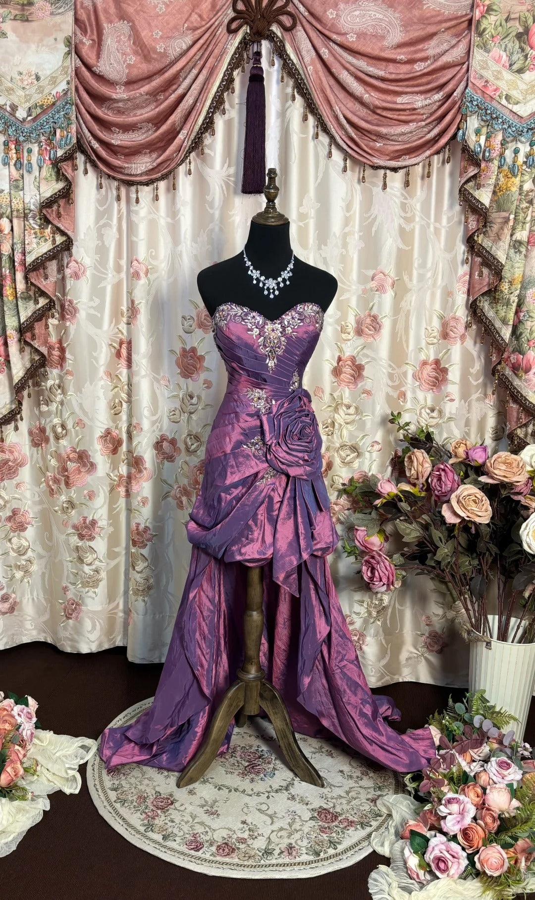 Purple Strapless Prom Dresses Long Evening Party Dress fg7350
