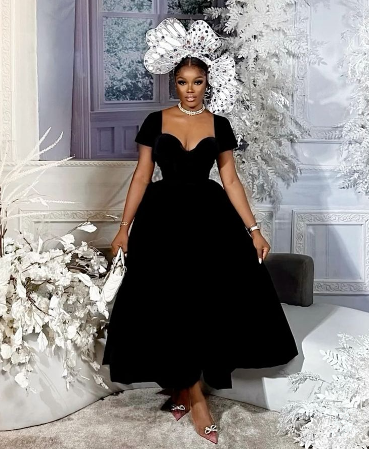 Black Short Sleeves Party Dress Fashion Evening Gown fg6642