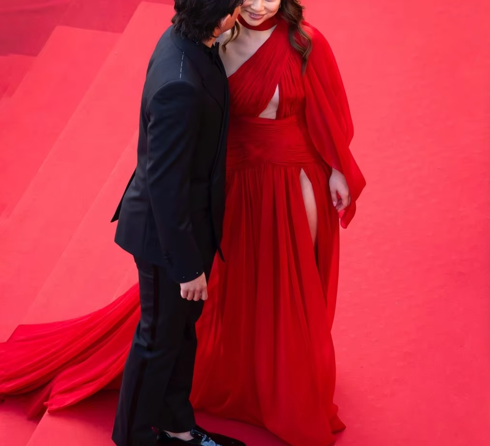 Red Evening Dress, Side Slit Party Dress For Women fg6266