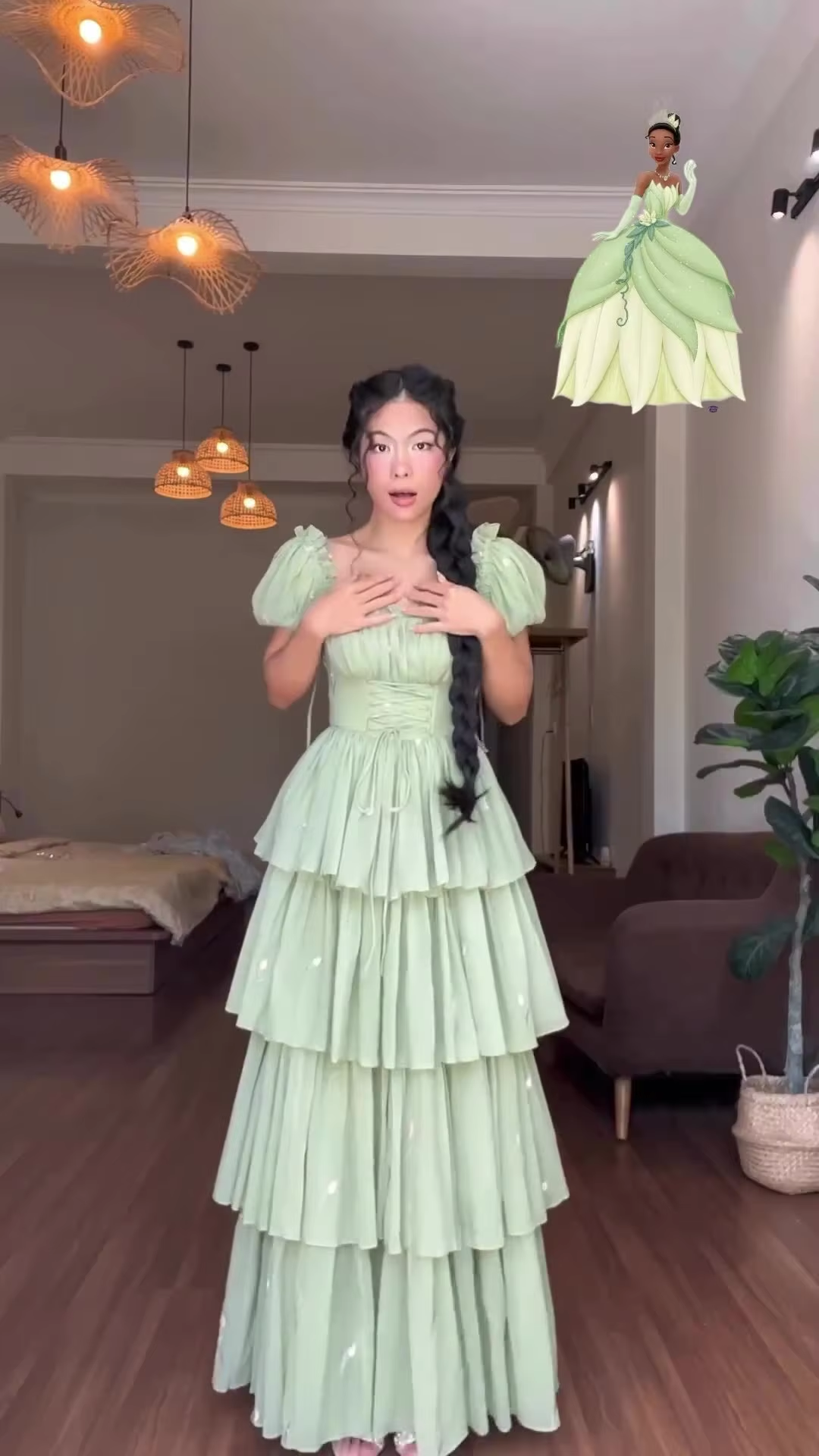 Green a-line elegant party prom formal evening dress fg7258