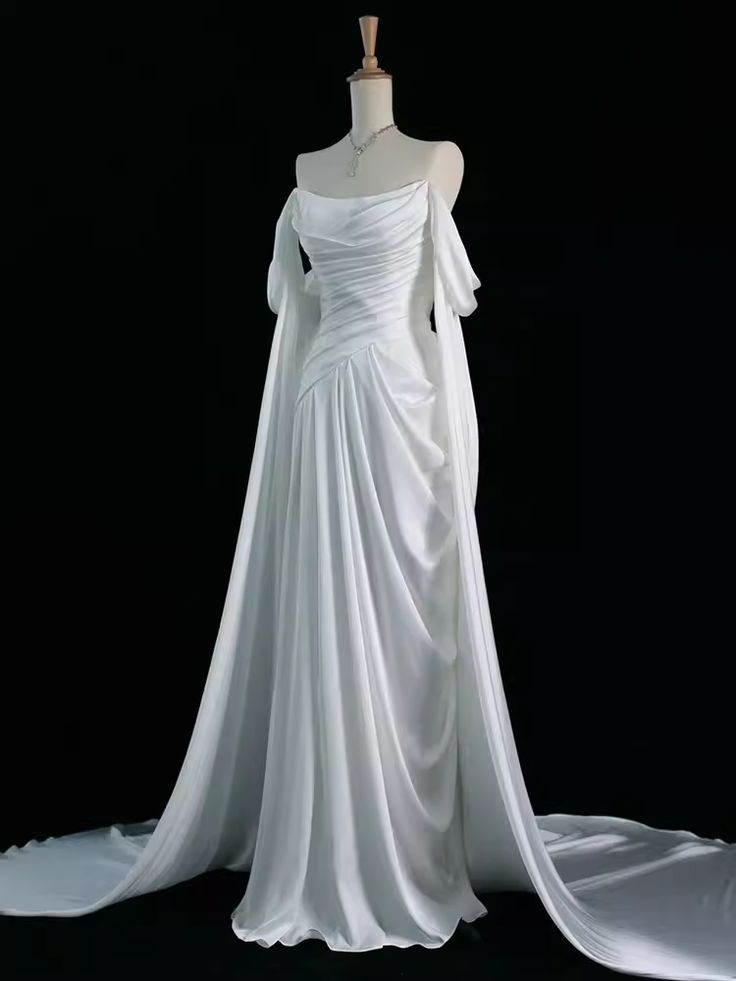 Elegant Satin Prom Dress, Draped Bodice Formal Evening Dress fg7212