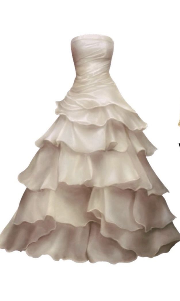 Strapless A Line Ruffle Long Prom Dress Layered Wedding Dress fg7185
