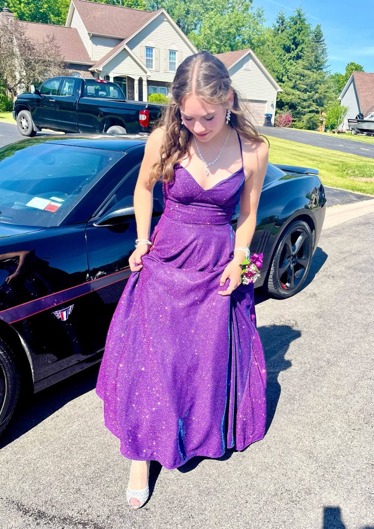 Simple V Neck Purple Long Prom Dresses, V Neck Purple Formal Dresses fg7039