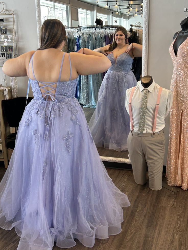 A-Line Spaghetti Straps Appliques Tulle Long Prom Formal Dress fg7007