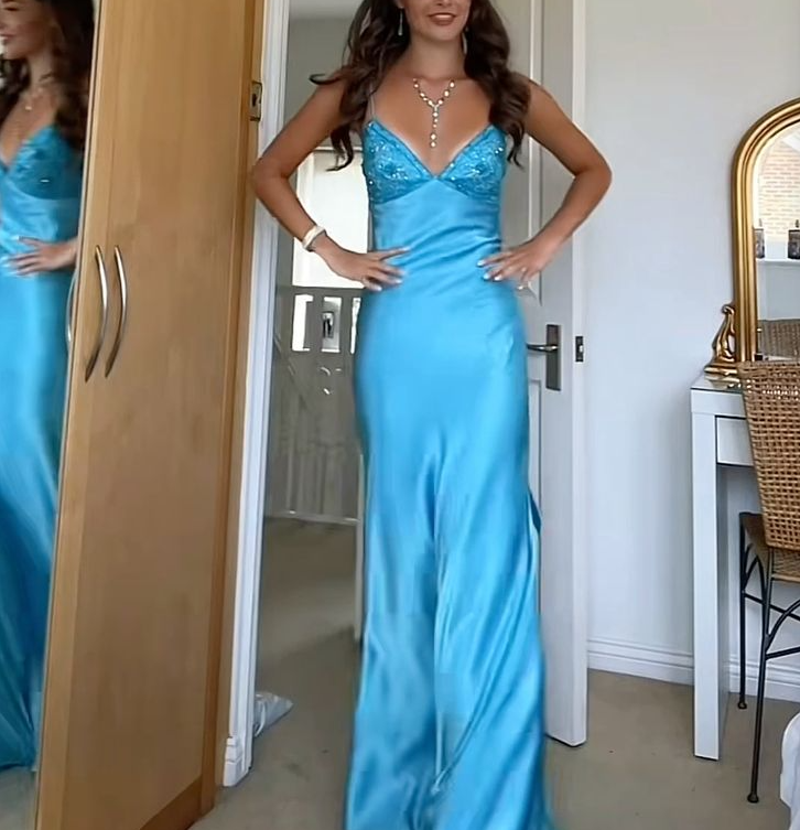 Long Evening Prom Dresses, Custom Blue Prom Dress fg6364