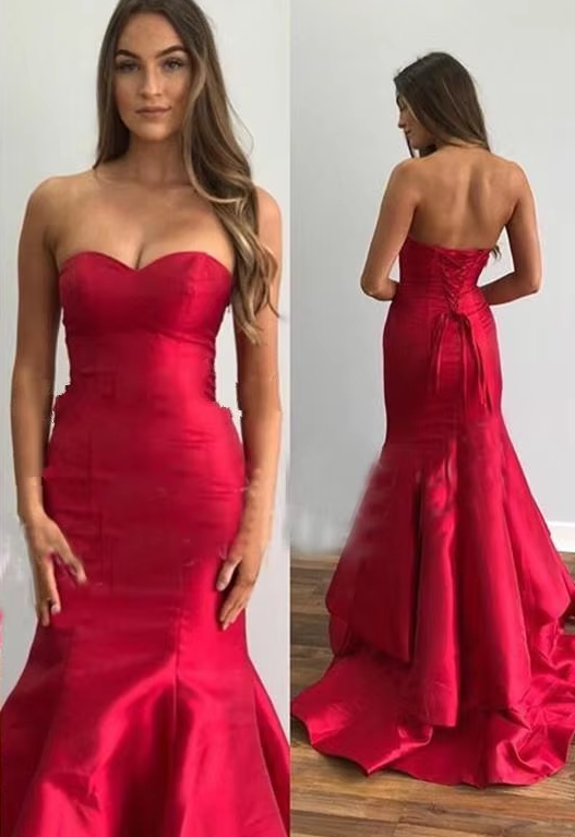 Elegant Mermaid Prom Dresses Sweetheart Tiered Floor Length Formal Party Dress Burgundy Prom Gowns fg6609