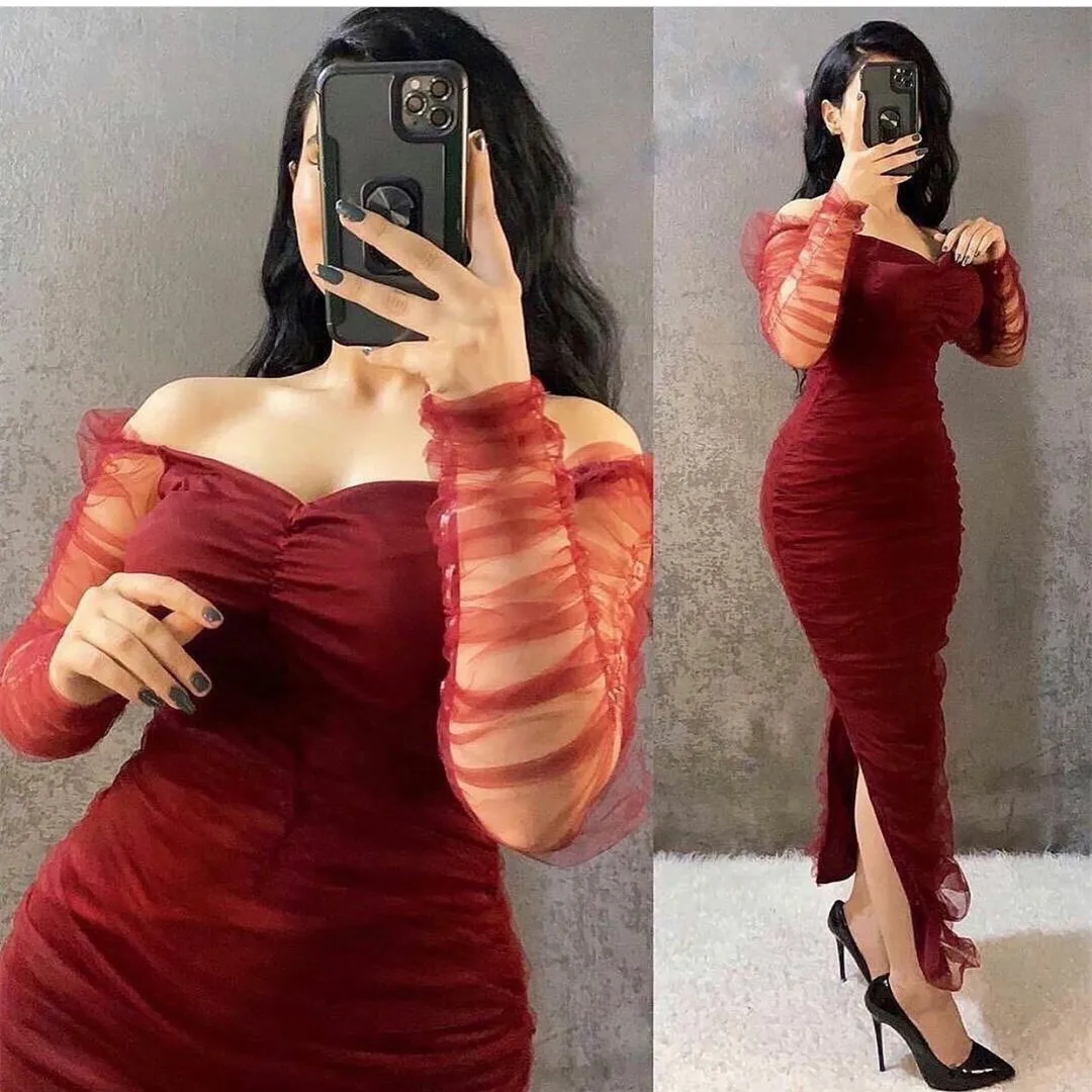 Sexy Sheath Off Shoulder Evening Gown Prom Party Dresses fg6385