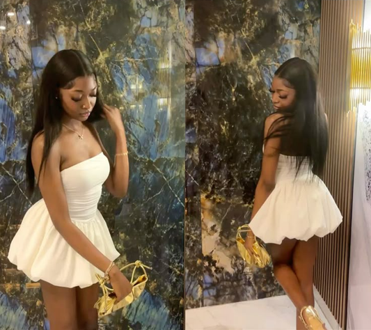 Strapless White Homecoming Dress Short Party Dress    fg7709