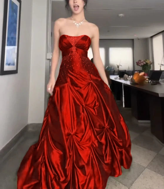 Long Green Satin Sleeveless Party Dress Formal Gown     fg5957