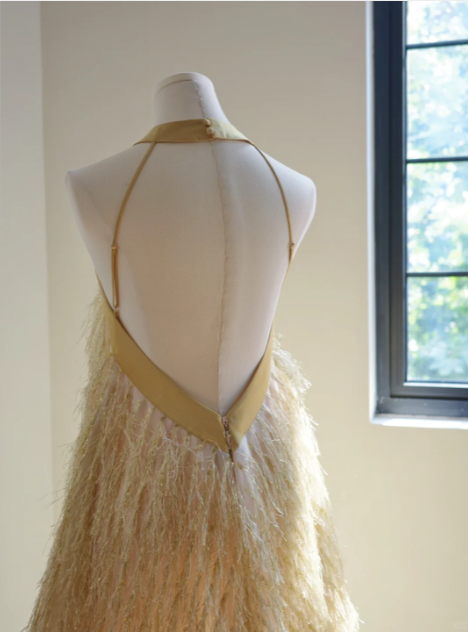 Sexy Yellow Feather Prom Dress Sexy Evening Dress Graduation Dress fg8464