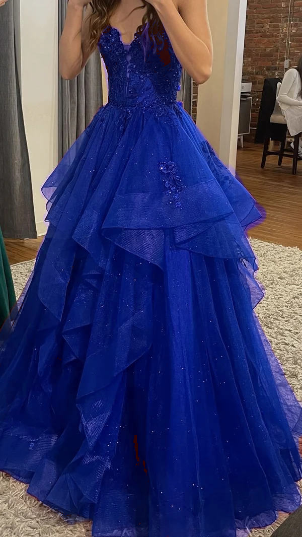Burgundy Shinny Tulle A-Line Long Prom Dress Evening Party Dresses fg7644