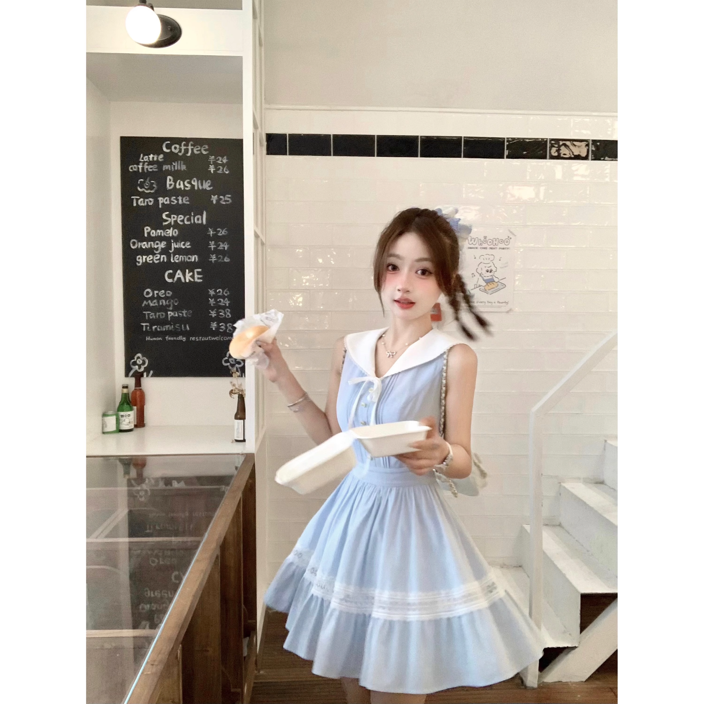 Naval Academy Style Girlish Blue Fitted Shirt Dress A101