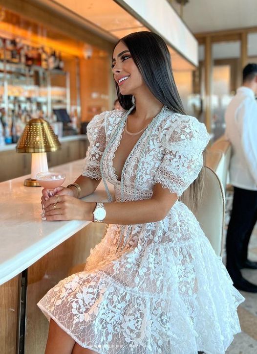 White Lace Birthday Outfit Short Evening Dress Cocktail Dresses Short Party Dress fg8007