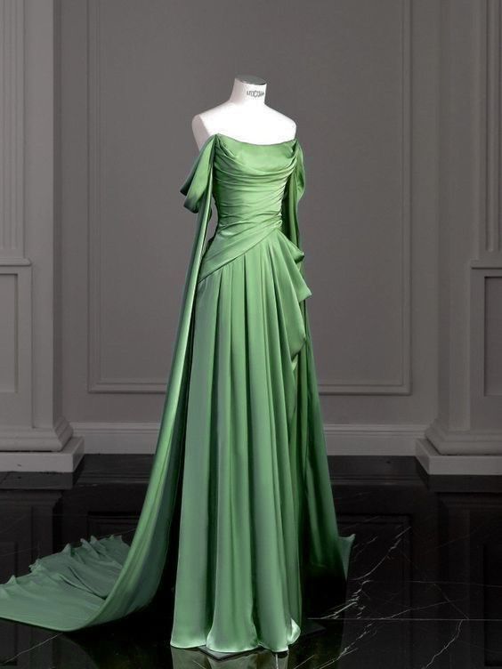 A Line Green Long Evening Dresses Formal Party Dress Prom Gown fg6771