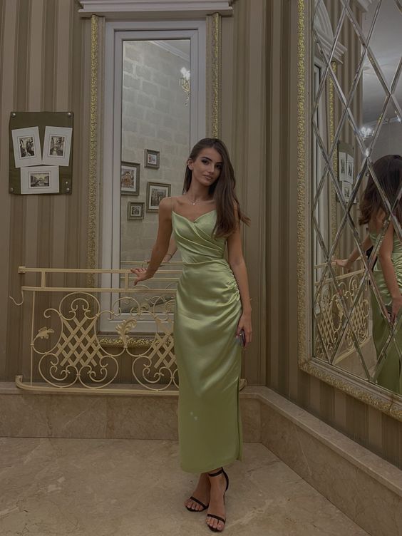 Evening Dresses Sage Green Sexy Formal Party Gowns fg5460