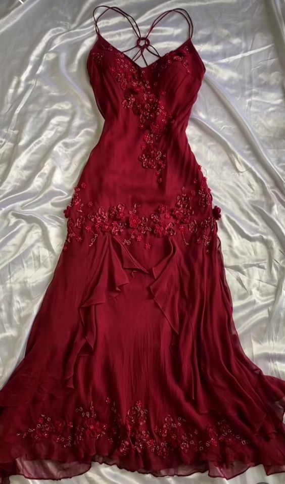 Vintage Sheath Spaghetti Straps Burgundy Long Prom Dress Evening Dresses With Beads fg6714