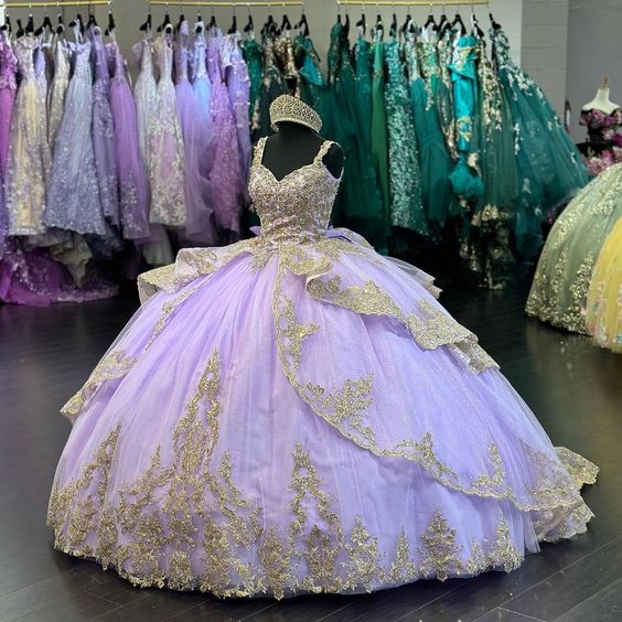 Lavender Sweet 16 Quinceanera Dress Appliques Lace Beads Princess Party Gown Vestidos De 15 Años fg5680