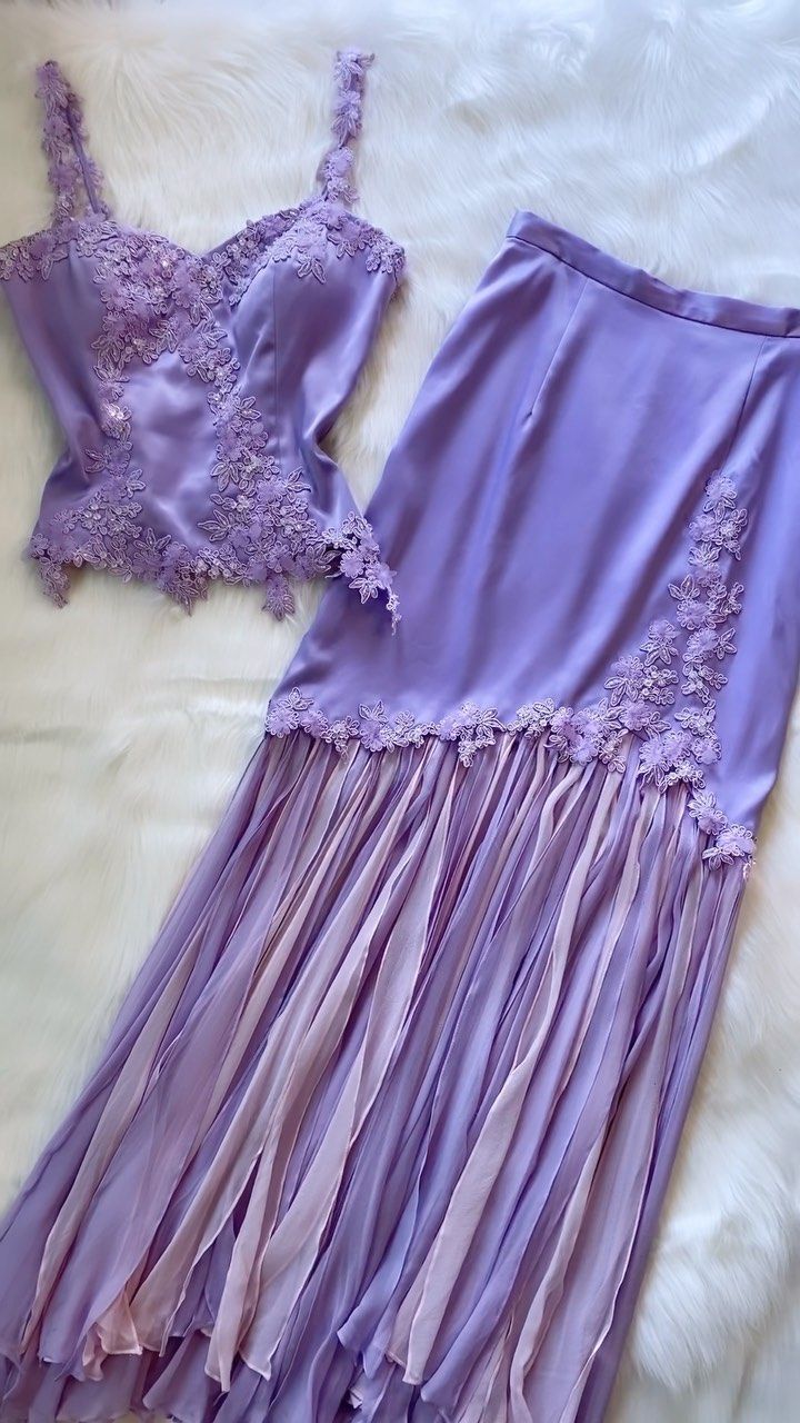 Lavender Two Piece Long Prom Dress Evening Party Dresses fg7637