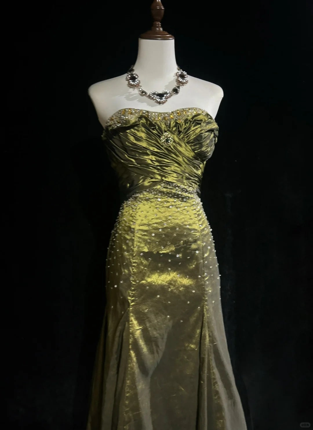 Vintage Green Strapless Long Prom Party Dress Long Evening Dress fg8083