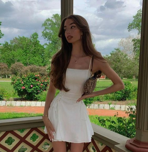 Spaghetti Straps White A Line Homecoming Dress fg6166