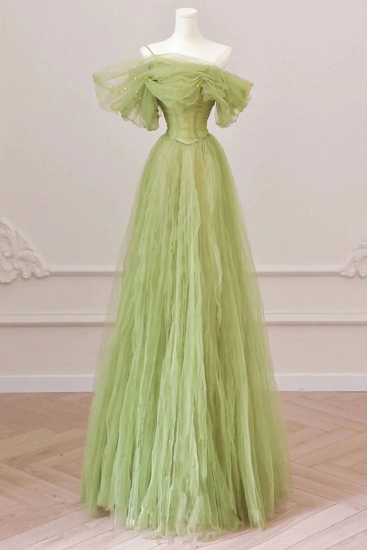 Off the Shoulder Tulle Long Prom Dresses, Tulle Long Formal Evening Dresses fg6124