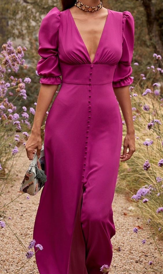 Women's V Neck Evening Dress Half Sleeves New Fashion Gown fg6066