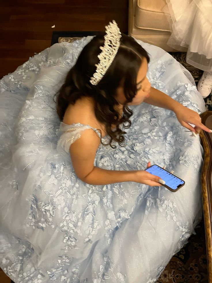 Light Blue Appliques Tulle Lace Quinceanera Dress Ball Gown fg6061