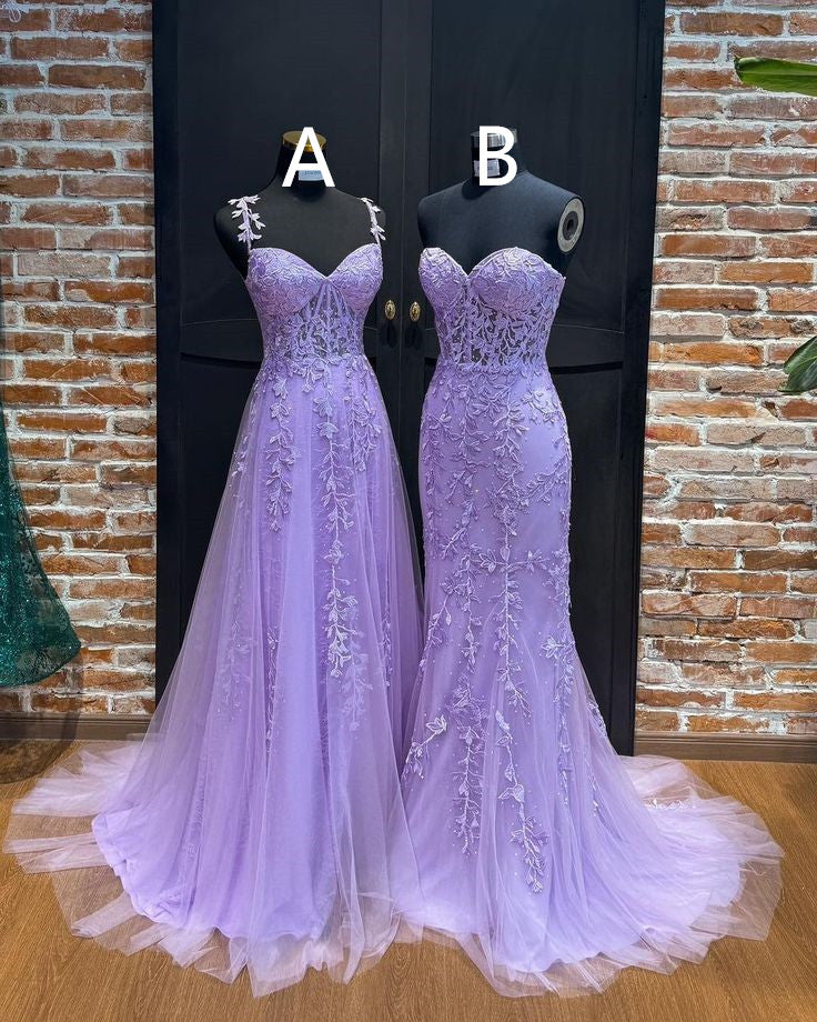 A-line V Neck Sweep Train Tulle Prom Dress with Appliqued Beading fg5935