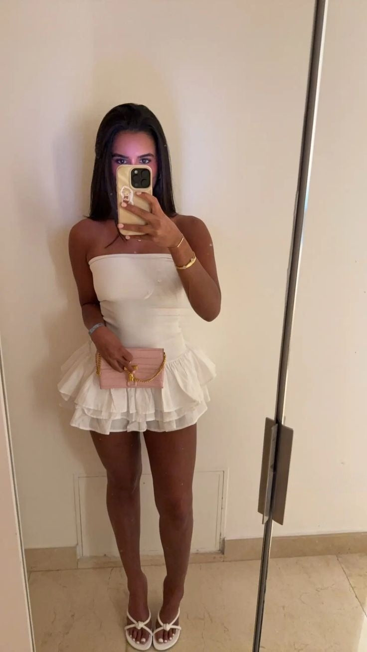 White Birthday Dress Homecoming Dress Short Party Dress    fg7734