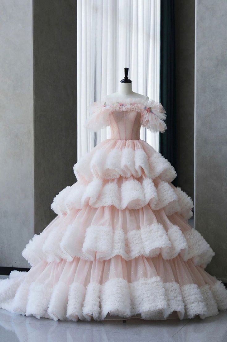 Ball Gown Off Shoulder Tulle Long Prom Dress, Sweet 16 Dress fg5465