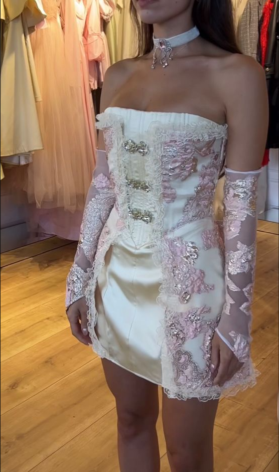 New Arrival Strapless Homecoming Dress Party Dress With Gloves      fg7563