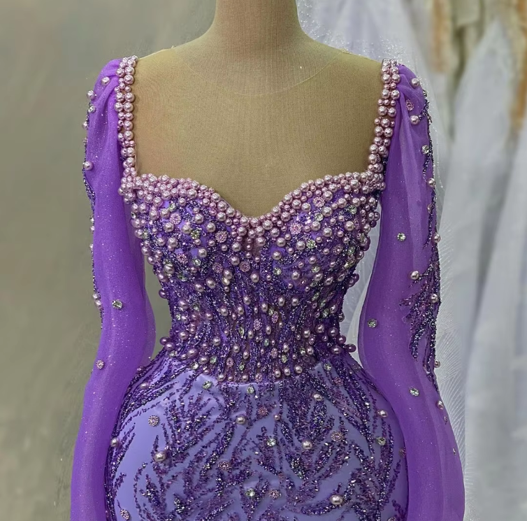 Purple evening dresses for women glittering ball gowns fg7066
