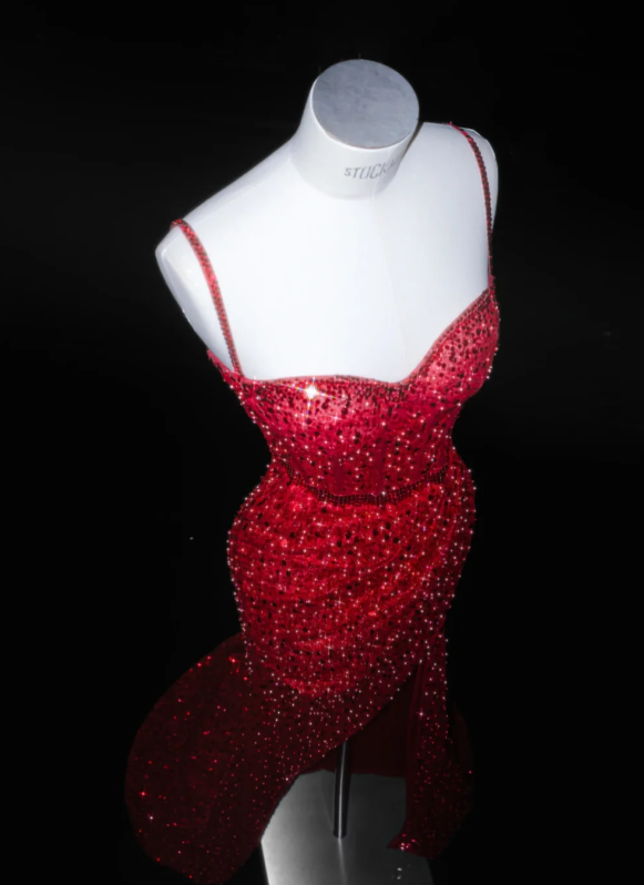 Mermaid Red Sequin Prom Party Dress Shiny Sexy Evening Dress Birthday Outfit fg8691