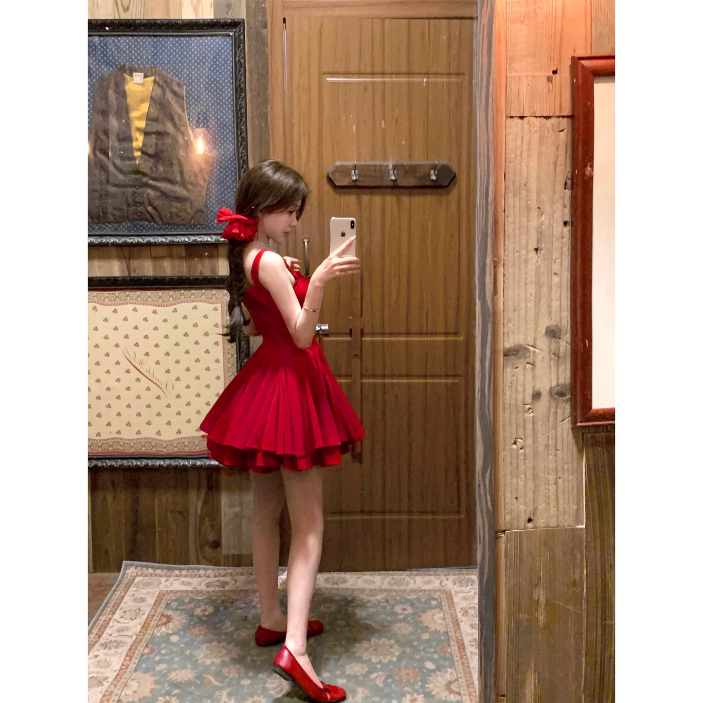 Stunning red princess dress for women, perfect for summer A145