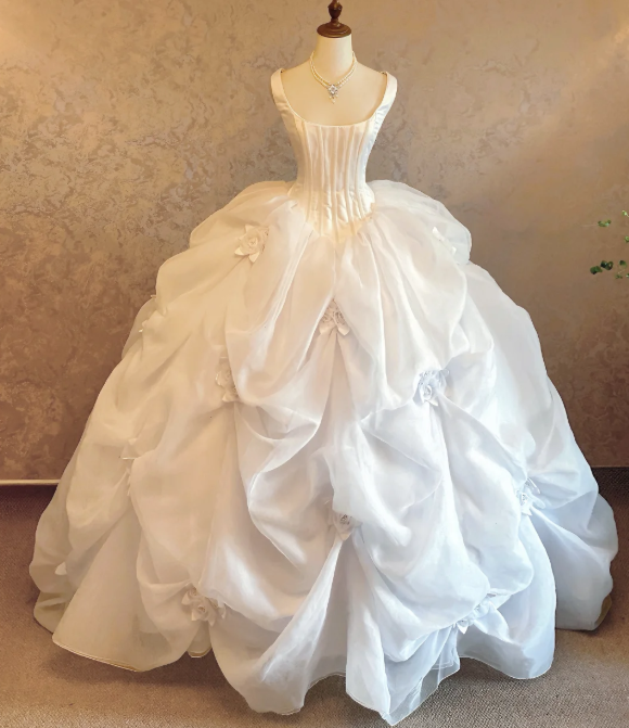 Ball Gown White Sweet 16 Birthday Dress Elegant Wedding Gowns fg8681