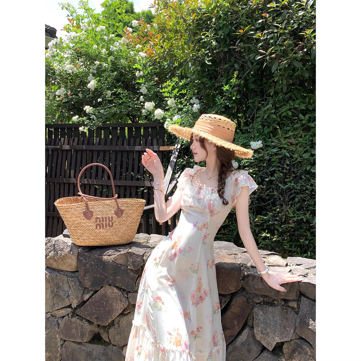 French romantic floral dress for women A26