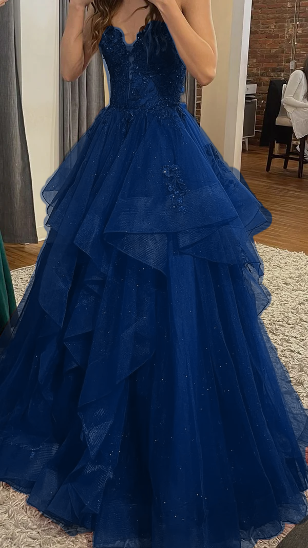Burgundy Shinny Tulle A-Line Long Prom Dress Evening Party Dresses fg7644