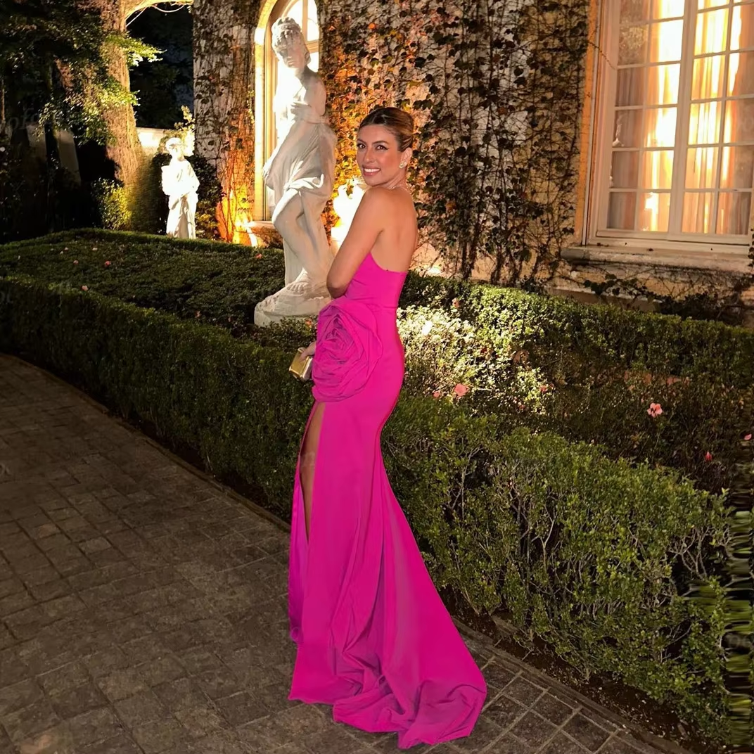 Strapless Prom Dresses Sheath, Celebrity Party Gowns, Flowers Occasion Evening Dresses fg6841