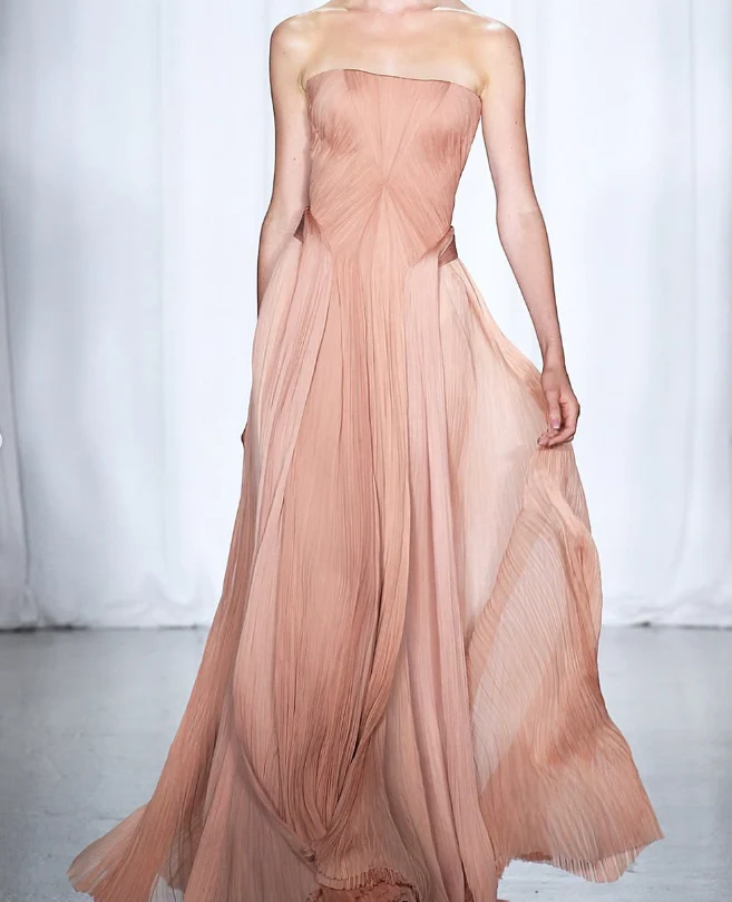 Elegant A Line Strapless Chiffon Long Prom Dress Evening Dress fg8560