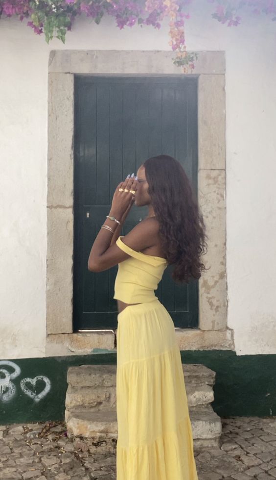 Two Piece Yellow Prom Dresses Party Dresses fg5088