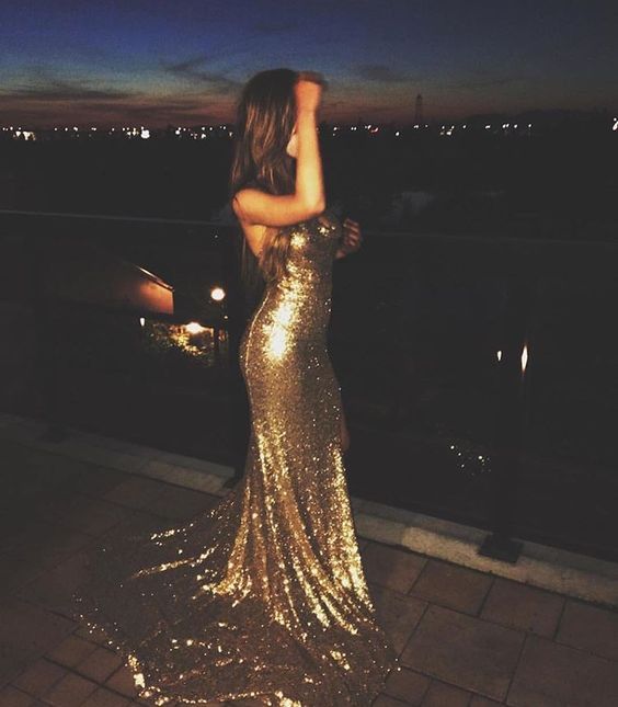 Gold Sequin Evening Dresses, Split Side Backless Prom Dresses, Long Mermaid Sequined Bridesmaid Dresses, Custom Made Prom Dresses fg4941