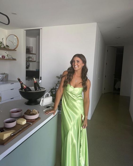 Simple Green Prom Dress,Green Formal Gown fg4508