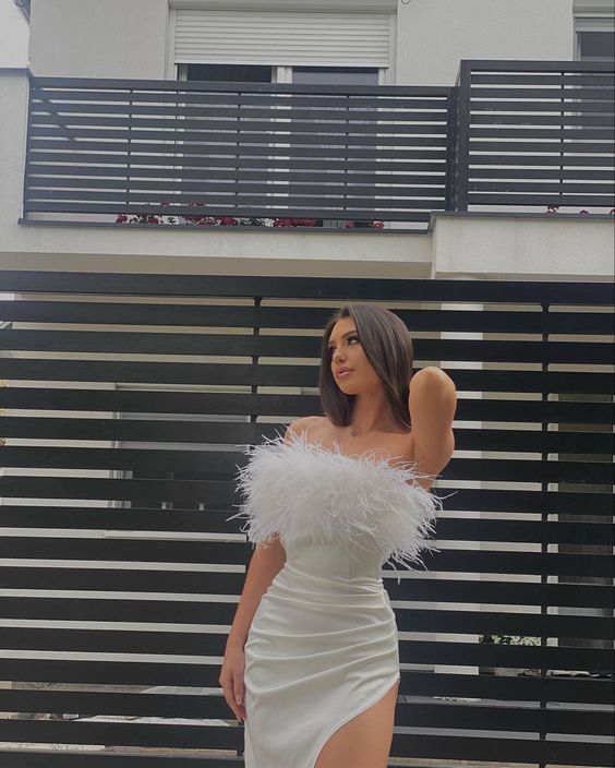 White Floor Length Prom Dresses, Party Dress Formal Dress fg5067