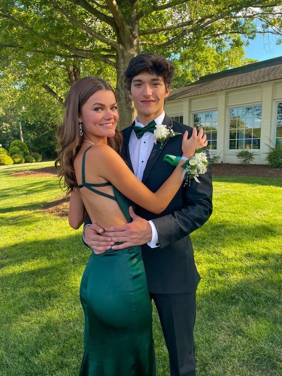 Dark Green Mermaid Prom Dresses,Backless Fitted Formal Dress fg4363