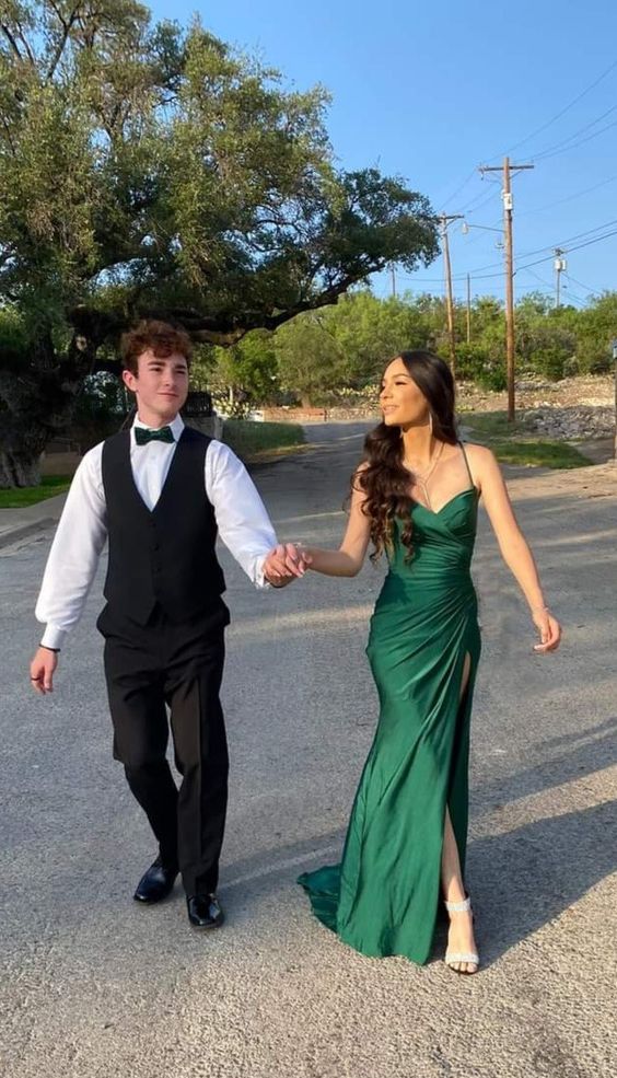 Green Sheath Sexy Spaghetti Straps Prom Dress fg4843