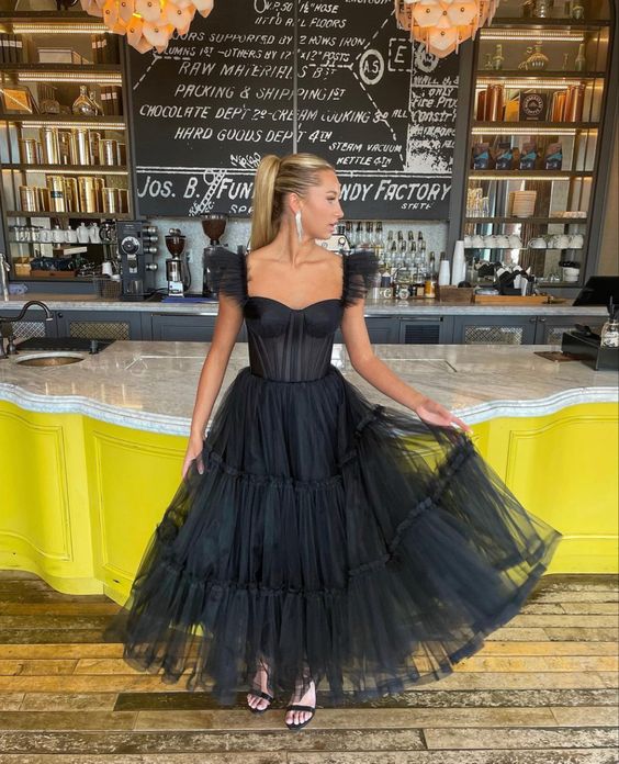 Black Prom Dress, Evening Gown fg3180