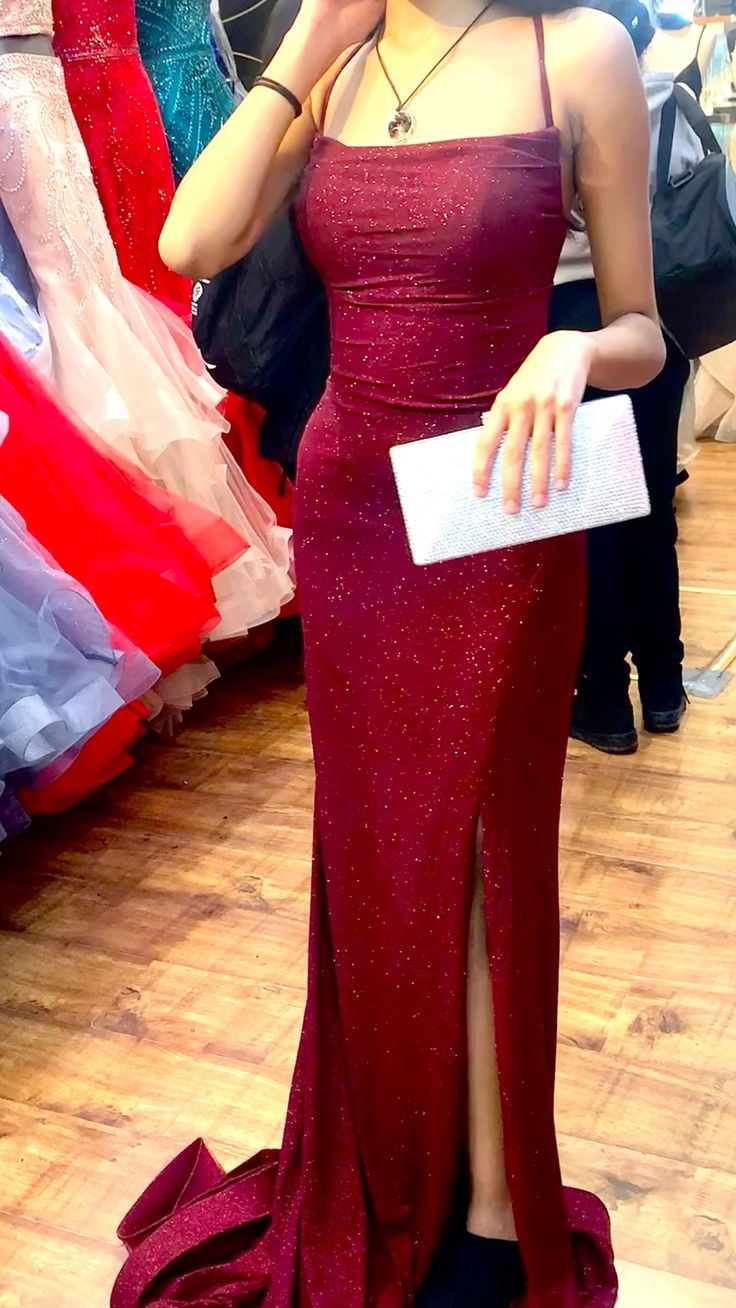 Burgundy sparkly glitter prom dress long evening dress fg4920